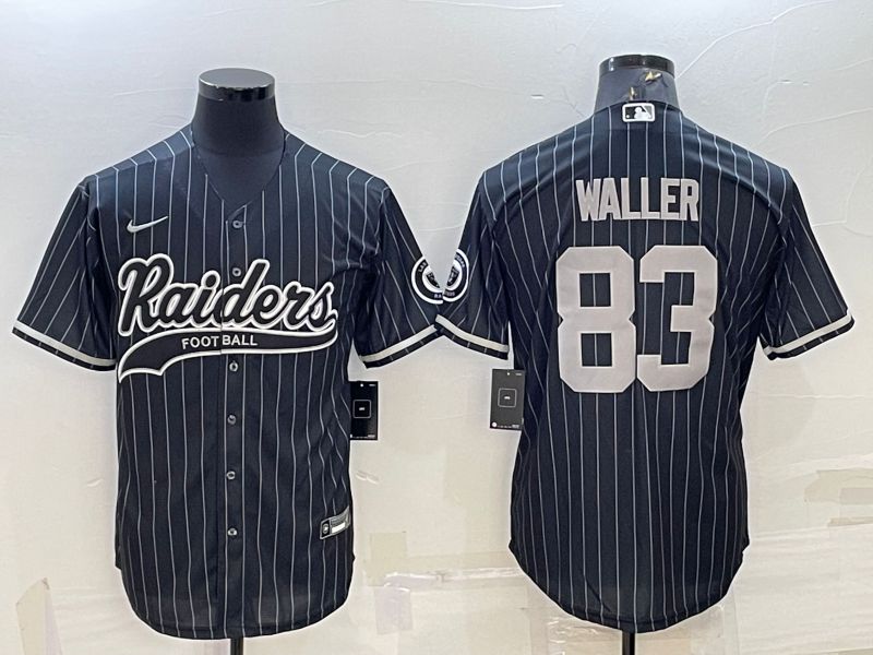 Men Oakland Raiders 83 Waller Black stripe 2022 Nike Co branded NFL Jerseys